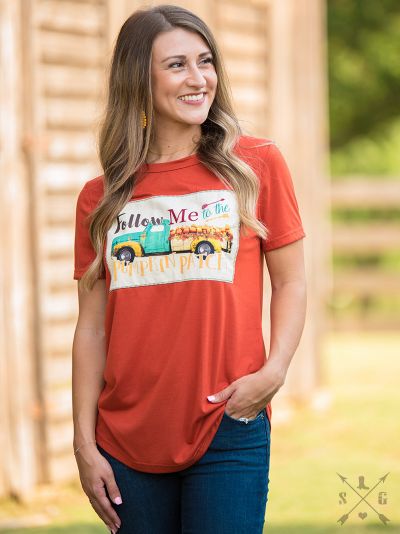 Follow me to the pumpkin patch Tee  Ivy and Pearl Boutique S