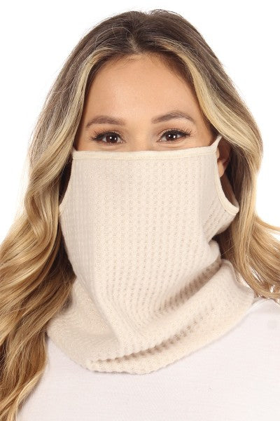 Full face mask with waffle brushed fabric and ear loops  Ivy and Pearl Boutique Black  