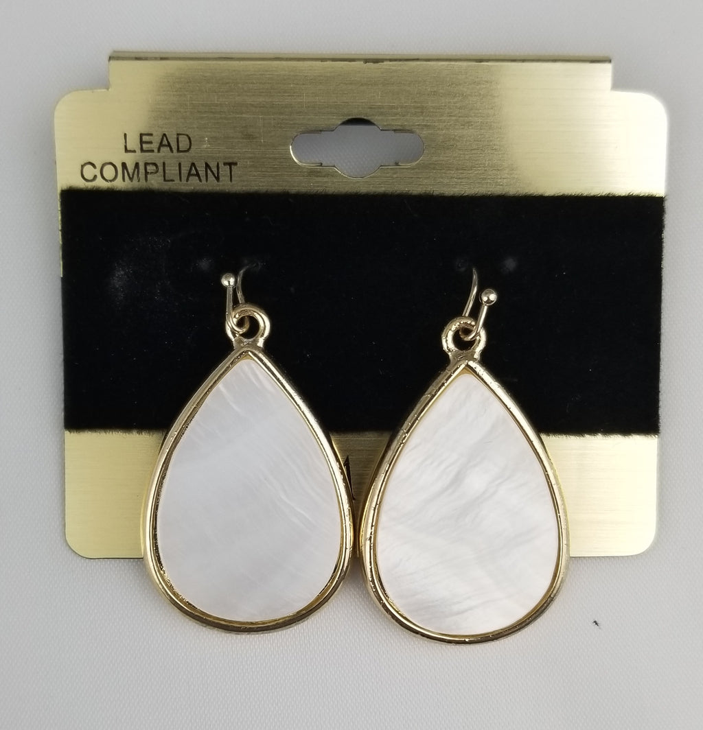 Golden teardrop faux-pearl stone earring  Ivy and Pearl Boutique   