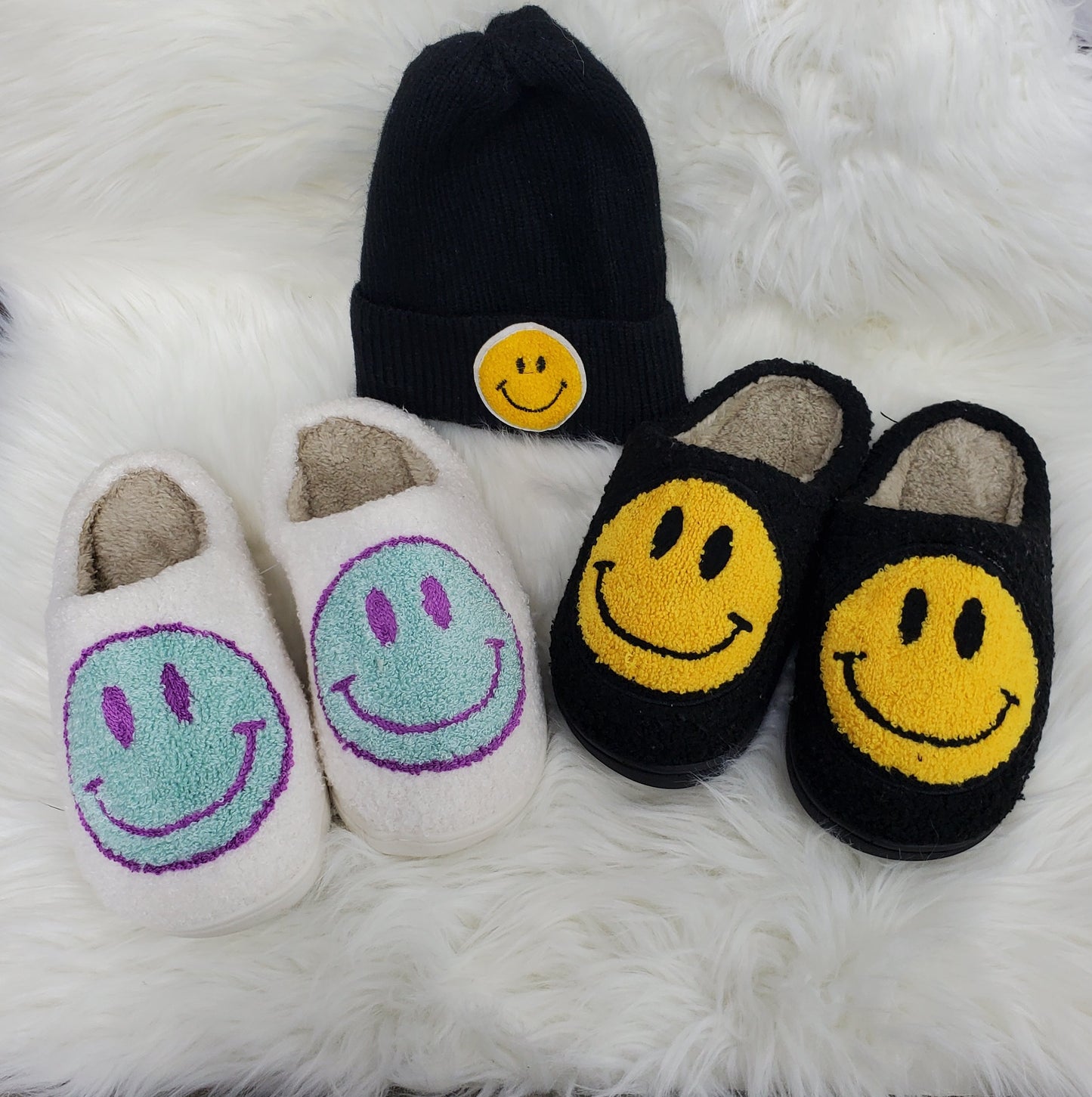 Happy face slippers  Ivy and Pearl Boutique   