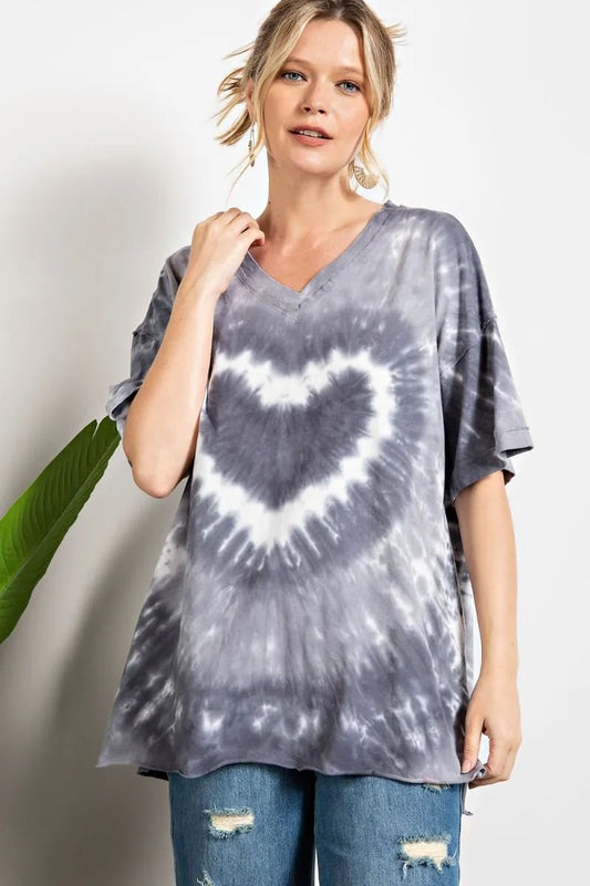 Heart tie dye washed boxy top  Ivy and Pearl Boutique Navy S