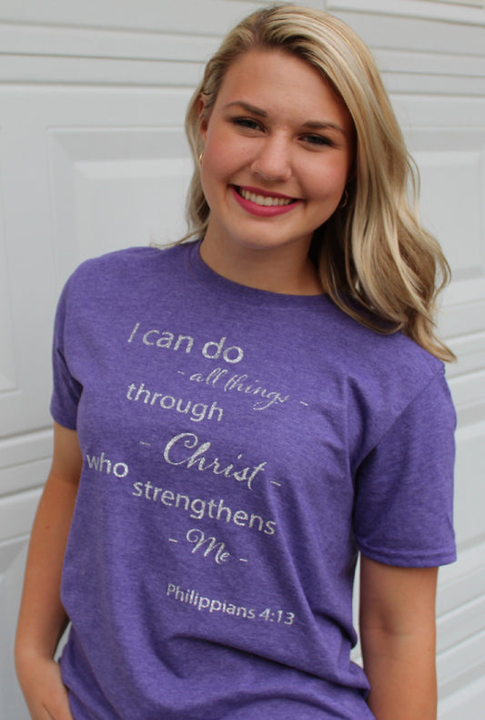 I can do all things through Christ T-Shirt  Ivy and Pearl Boutique S  