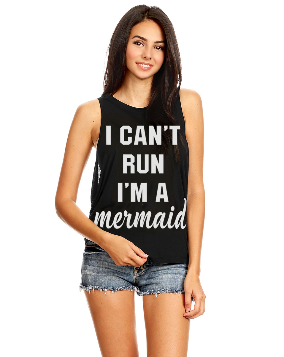 I can't run I'm a mermaid muscle tank top  Ivy and Pearl Boutique   