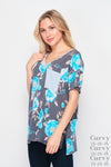 Indigo Teal Floral Pocket Top  Ivy and Pearl Boutique   
