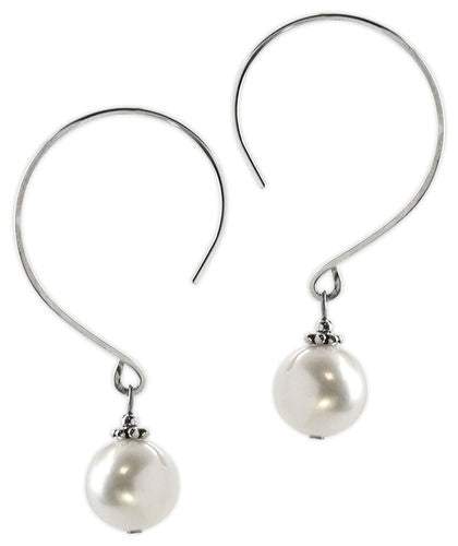 Jody Coyote Sonata - White Pearl Large hoop earrings  Ivy and Pearl Boutique   