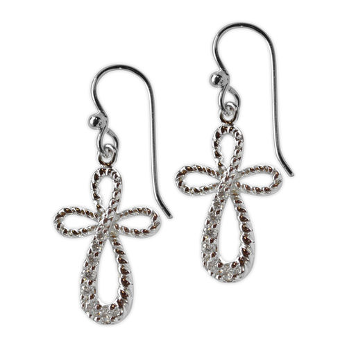 Jody Coyote Splendor Silver Open Cross Earrings  Ivy and Pearl Boutique   