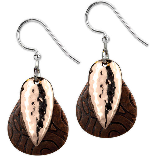 Jody Coyote Mod Grooves - Rose gold copper teardrop with small teardrop earrings  Ivy and Pearl Boutique   