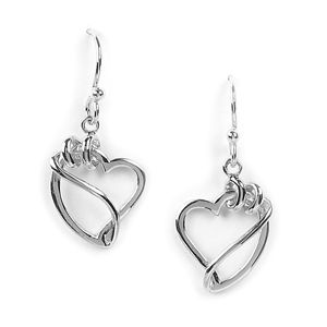 Jody Coyote Wilder Hearts Curling Ribbon Heart Rhodium Earrings  Ivy and Pearl Boutique   