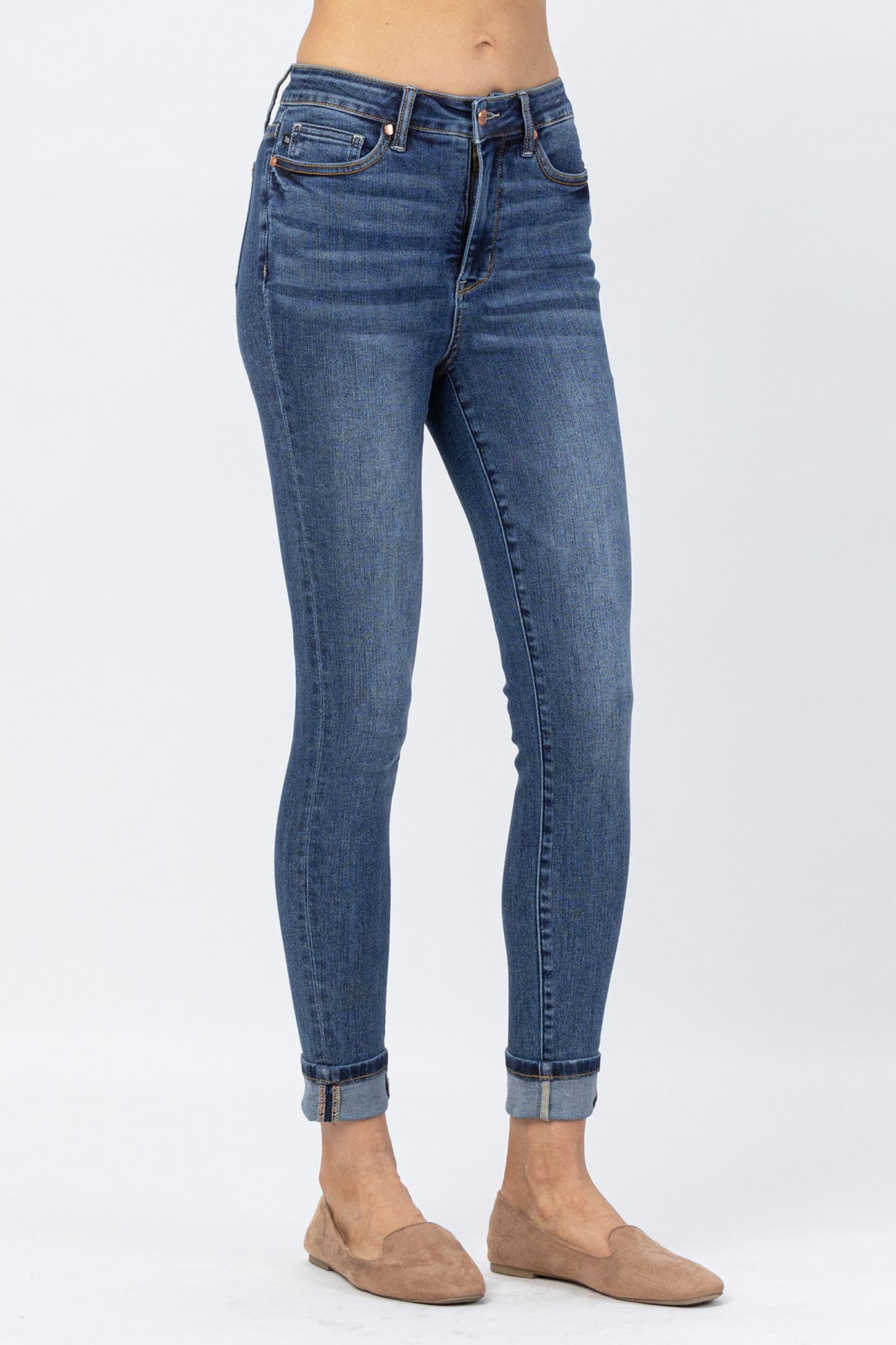 Judy Blue High Waist Cuffed/Uncuffed Tummy Control Skinny Jeans  Ivy and Pearl Boutique   