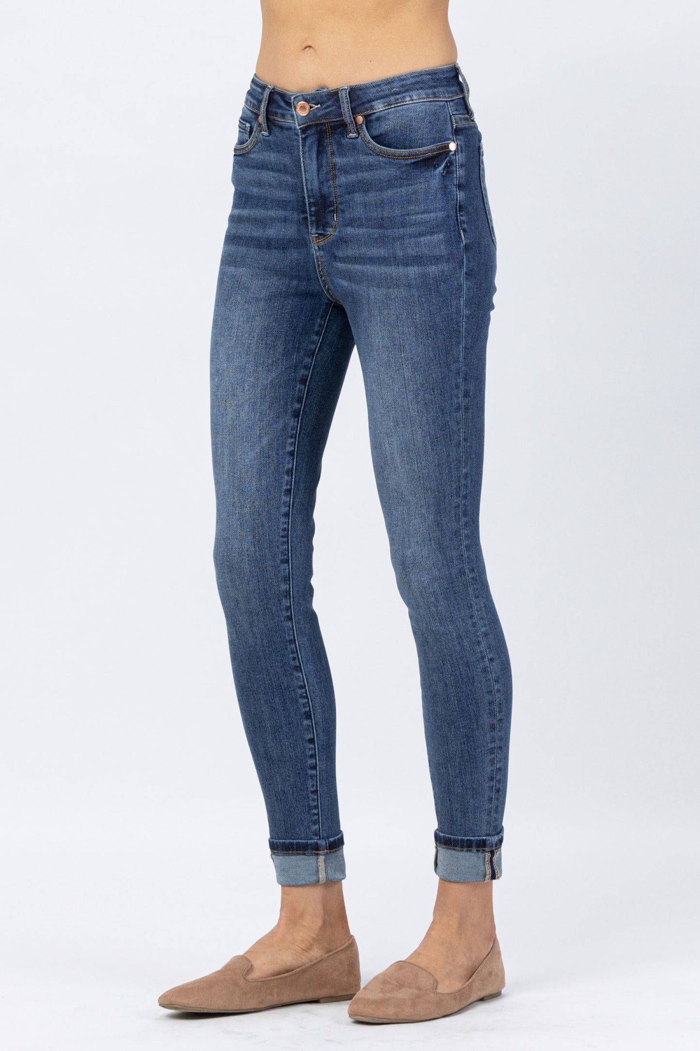 Judy Blue High Waist Cuffed/Uncuffed Tummy Control Skinny Jeans  Ivy and Pearl Boutique   