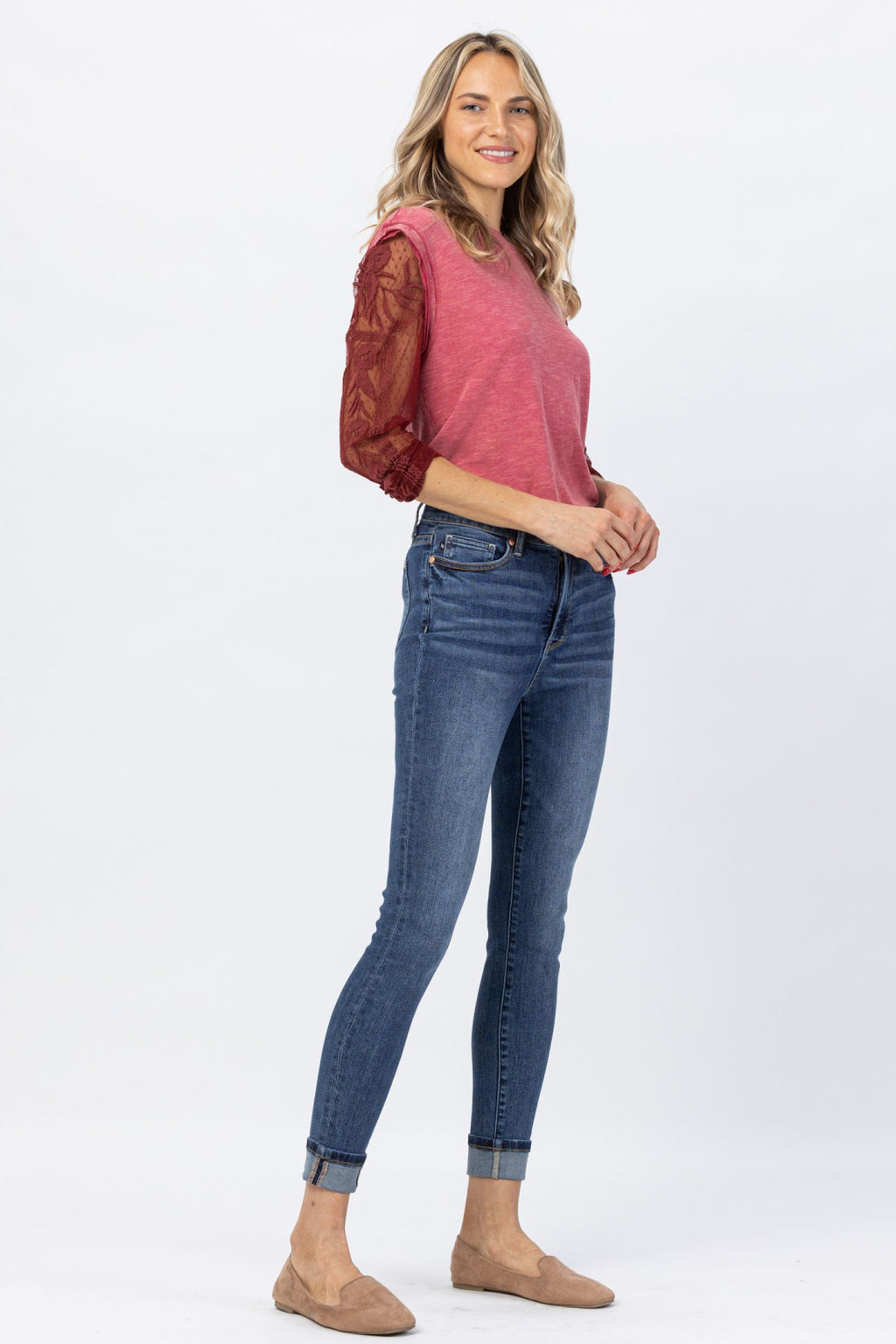 Judy Blue High Waist Cuffed/Uncuffed Tummy Control Skinny Jeans  Ivy and Pearl Boutique 9/29  