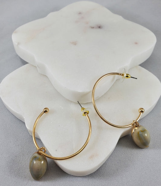 Kenze Panne Half Loop Seashell Gold Earring  Ivy and Pearl Boutique   