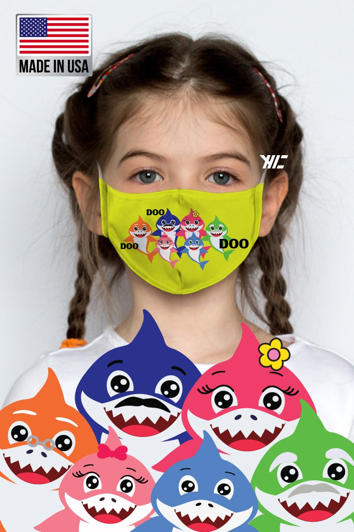 Kid's face mask - Baby Shark design washable mask  Ivy and Pearl Boutique Doo Doo Doo  