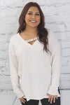 Knit v-neck top with printed band  Ivy and Pearl Boutique S  
