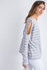 Knitted rib stripe cold shoulder button detail long sleeve top  Ivy and Pearl Boutique   