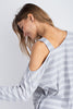 Knitted rib stripe cold shoulder button detail long sleeve top  Ivy and Pearl Boutique   