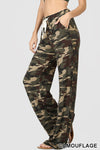 Laid back camouflage lounge pants with loose fit and drawstring waist  Ivy and Pearl Boutique Dark Green S 