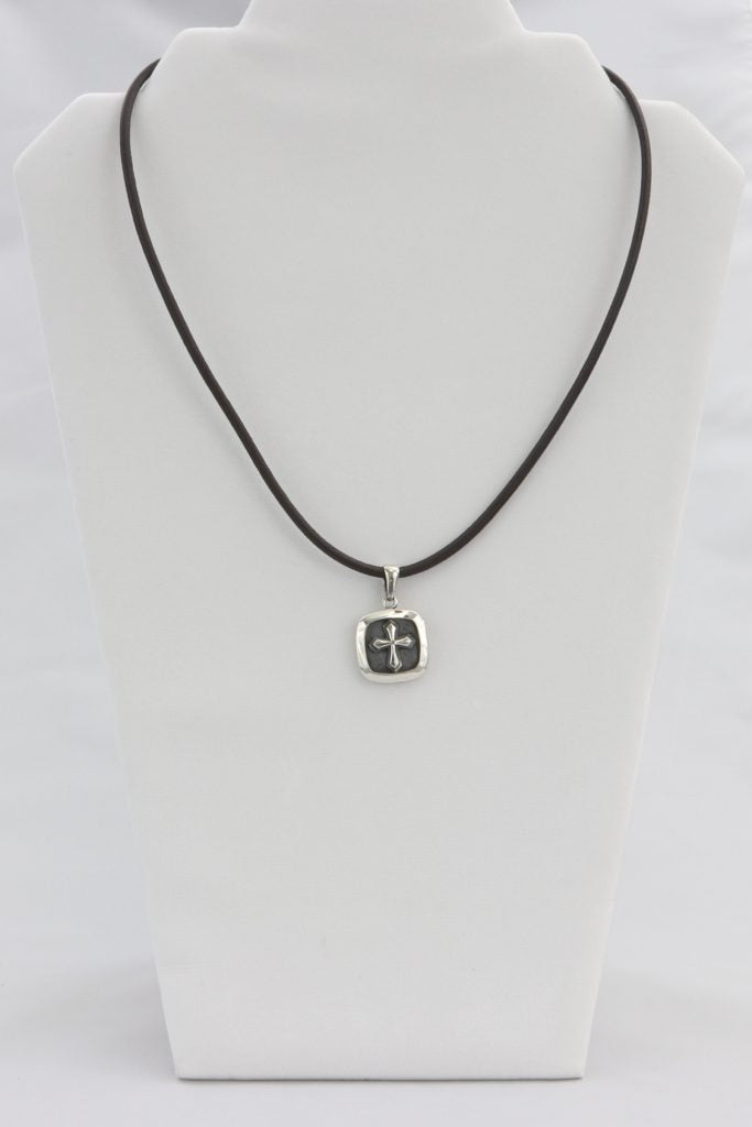 Leather cord cross pendant necklace  Ivy and Pearl Boutique   