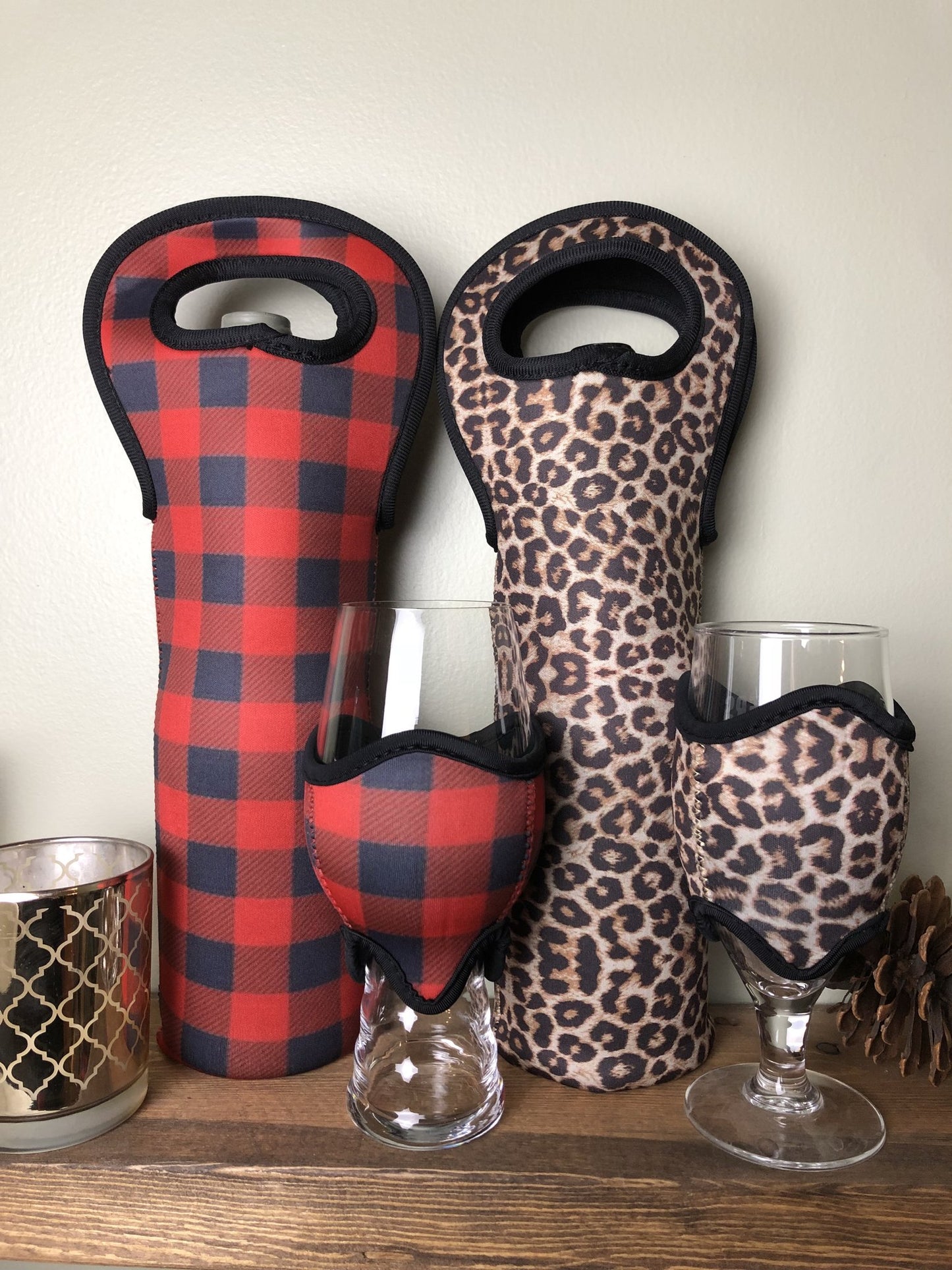 Leopard Neoprene Collection - Wine tote  Ivy and Pearl Boutique   