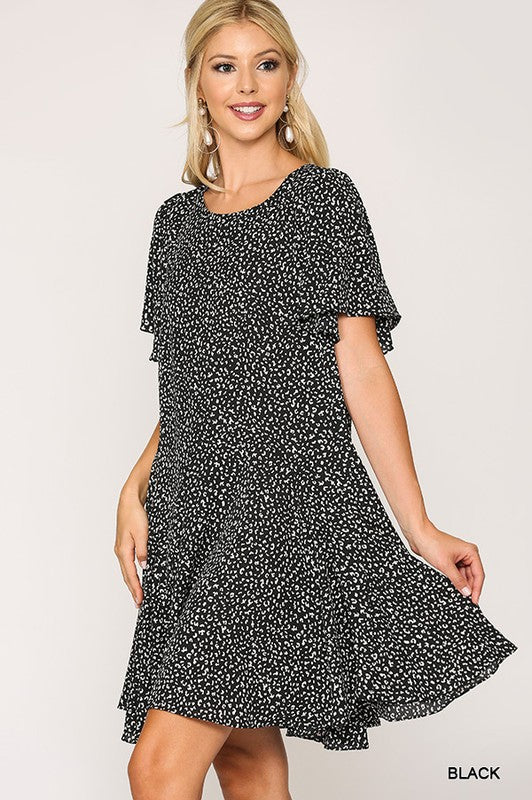Leopard Print Insert Detail Hem Dress  Ivy and Pearl Boutique   