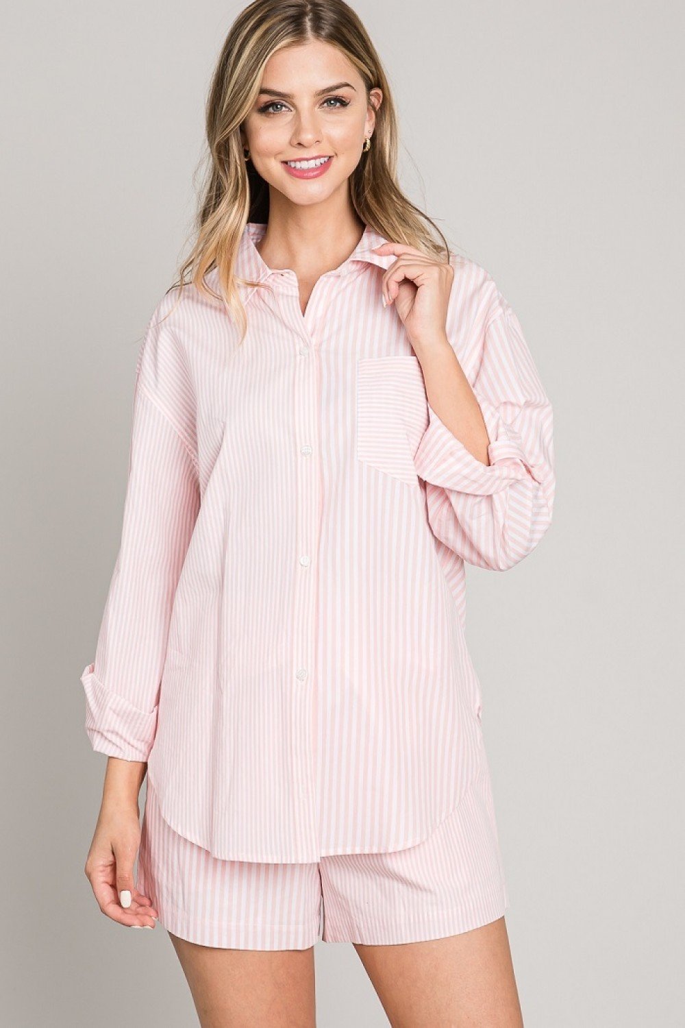 Light Poplin Twin-Stripe Shirt  Ivy and Pearl Boutique   