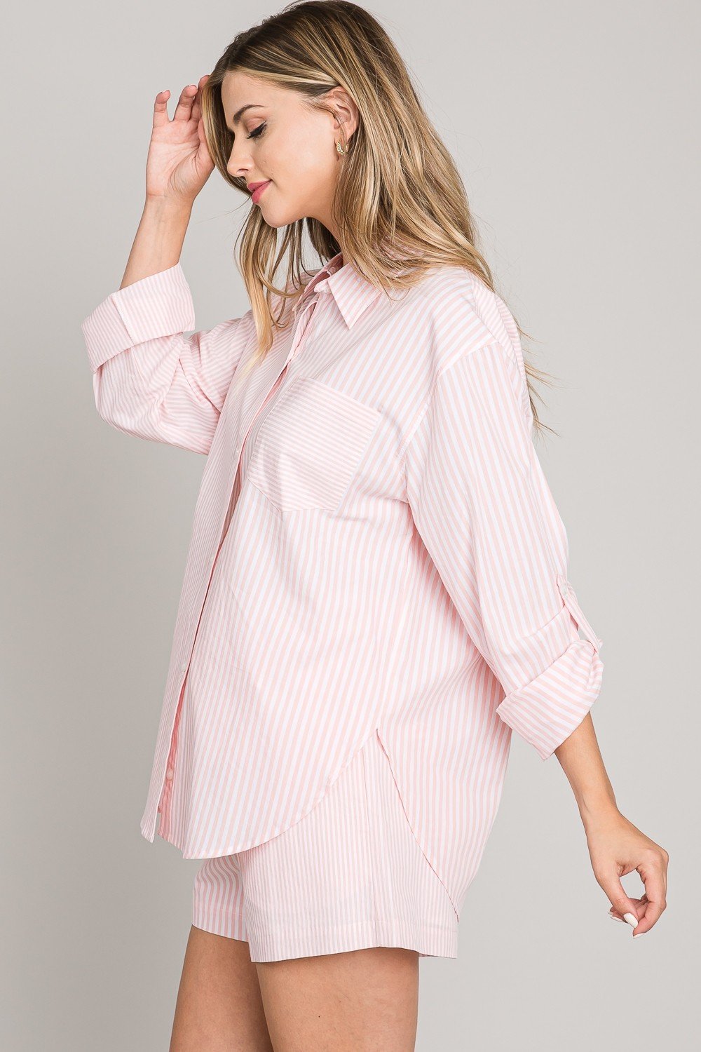 Light Poplin Twin-Stripe Shirt  Ivy and Pearl Boutique   