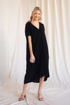 Linen maxi dress with a v neckline and side pockets (multiple colors available)  Ivy and Pearl Boutique Black S 