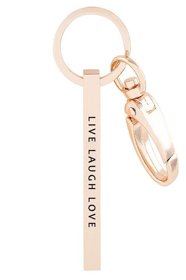 "Live Laugh Love" metal bar key chain  Ivy and Pearl Boutique Rose Gold  