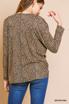 Umgee long sleeve animal-print V-Neck top with front gathering  Ivy and Pearl Boutique   