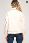 Long sleeve button down teddy bear jacket with front pockets  Ivy and Pearl Boutique   