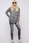 Long sleeve camouflage lattice cross strap back top  Ivy and Pearl Boutique   