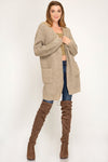 Long sleeve open front cardigan with pocket  Ivy and Pearl Boutique   