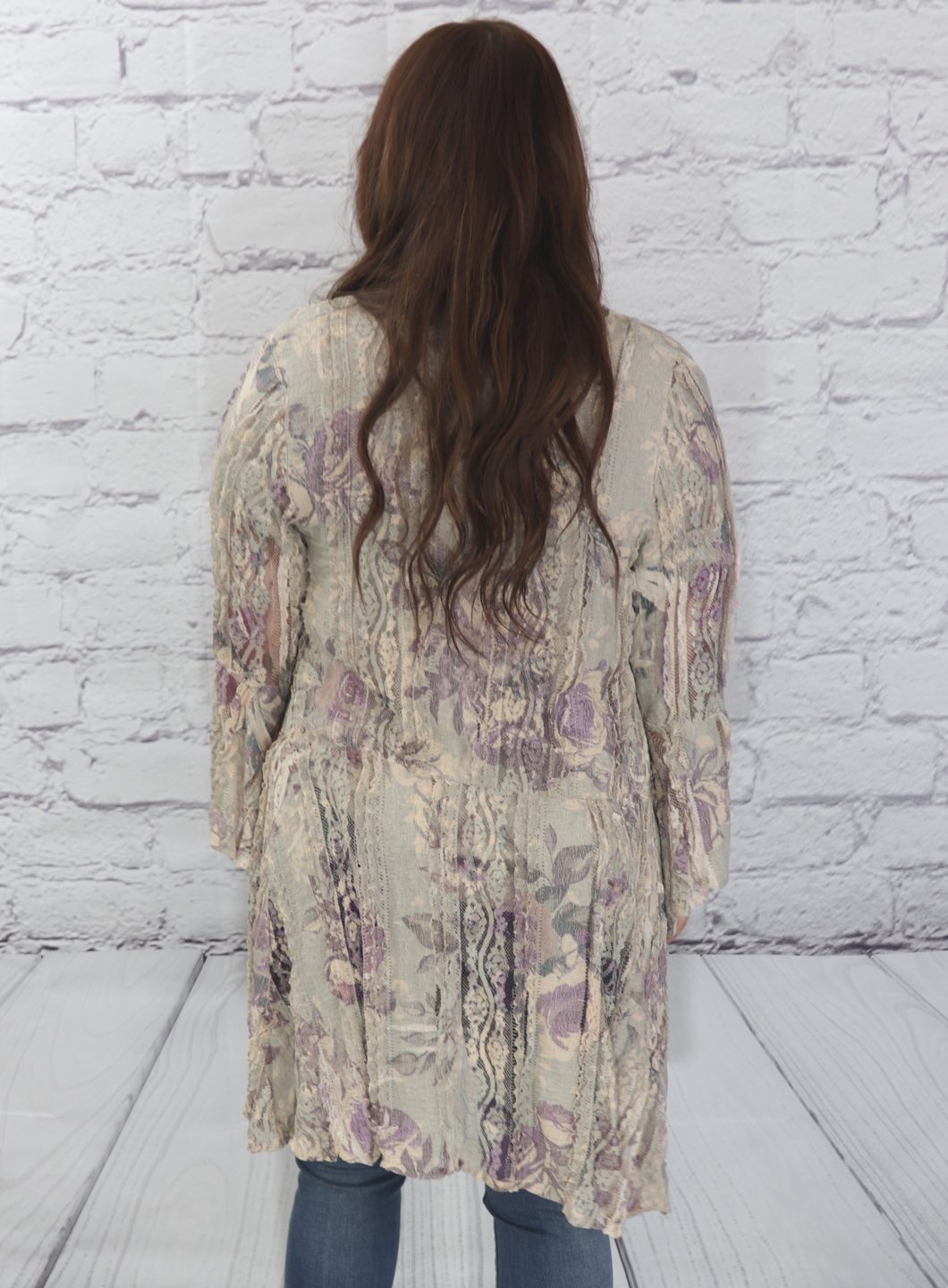 Long sleeve lace print cardigan  Ivy and Pearl Boutique   