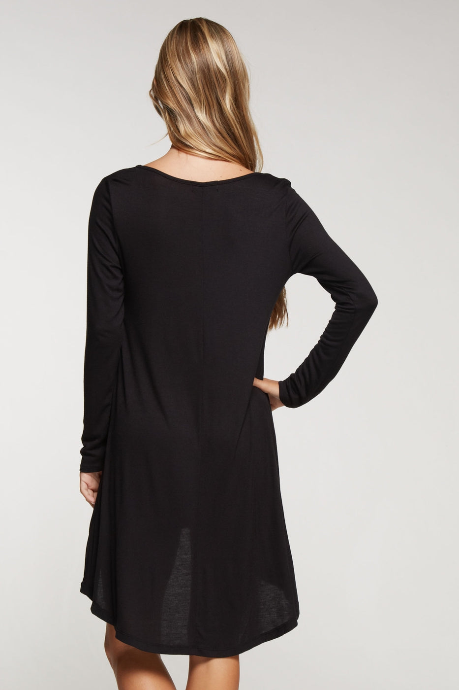 Long sleeve solid knit dress with hi-low bottom hem  Ivy and Pearl Boutique   
