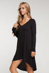 Long sleeve solid knit dress with hi-low bottom hem  Ivy and Pearl Boutique   