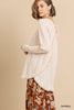 Long Sleeve Waffle Knit Round Neck Top with High Low Frayed Scoop Hem and Frayed Back Detail  Ivy and Pearl Boutique   