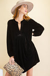 Loose fit soft velvet tunic dress with pockets  Ivy and Pearl Boutique Black S 