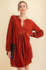 Loose fit soft velvet tunic dress with pockets  Ivy and Pearl Boutique Bronze S 