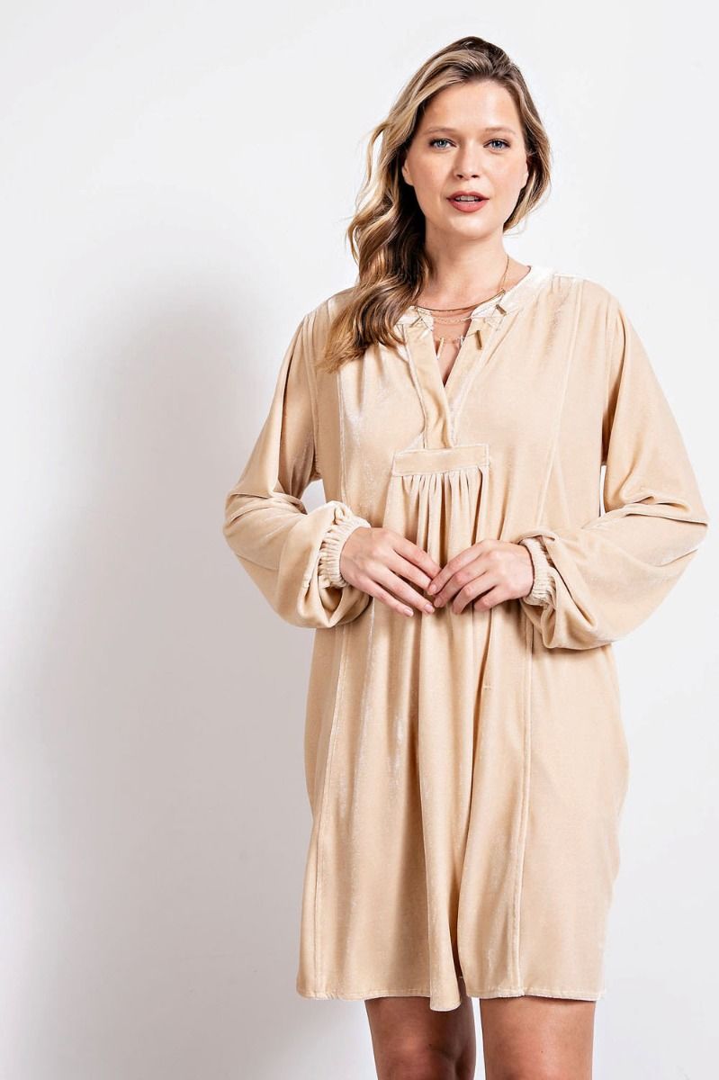 Loose fit soft velvet tunic dress with pockets  Ivy and Pearl Boutique Pearl S 