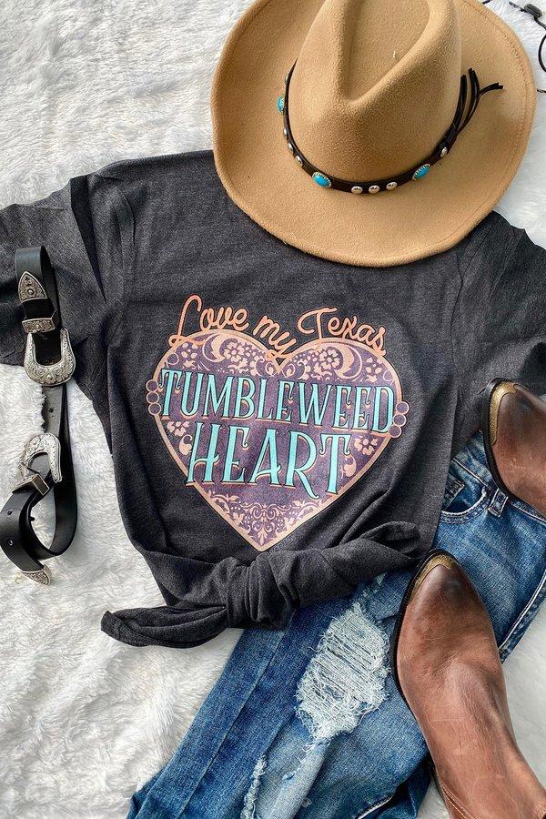 Love my Texas Tumbleweed Heart T-Shirt  Ivy and Pearl Boutique S Charcoal 