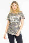 Merica flag on cammo print soft-slub texture washed fit T-shirt  Ivy and Pearl Boutique   