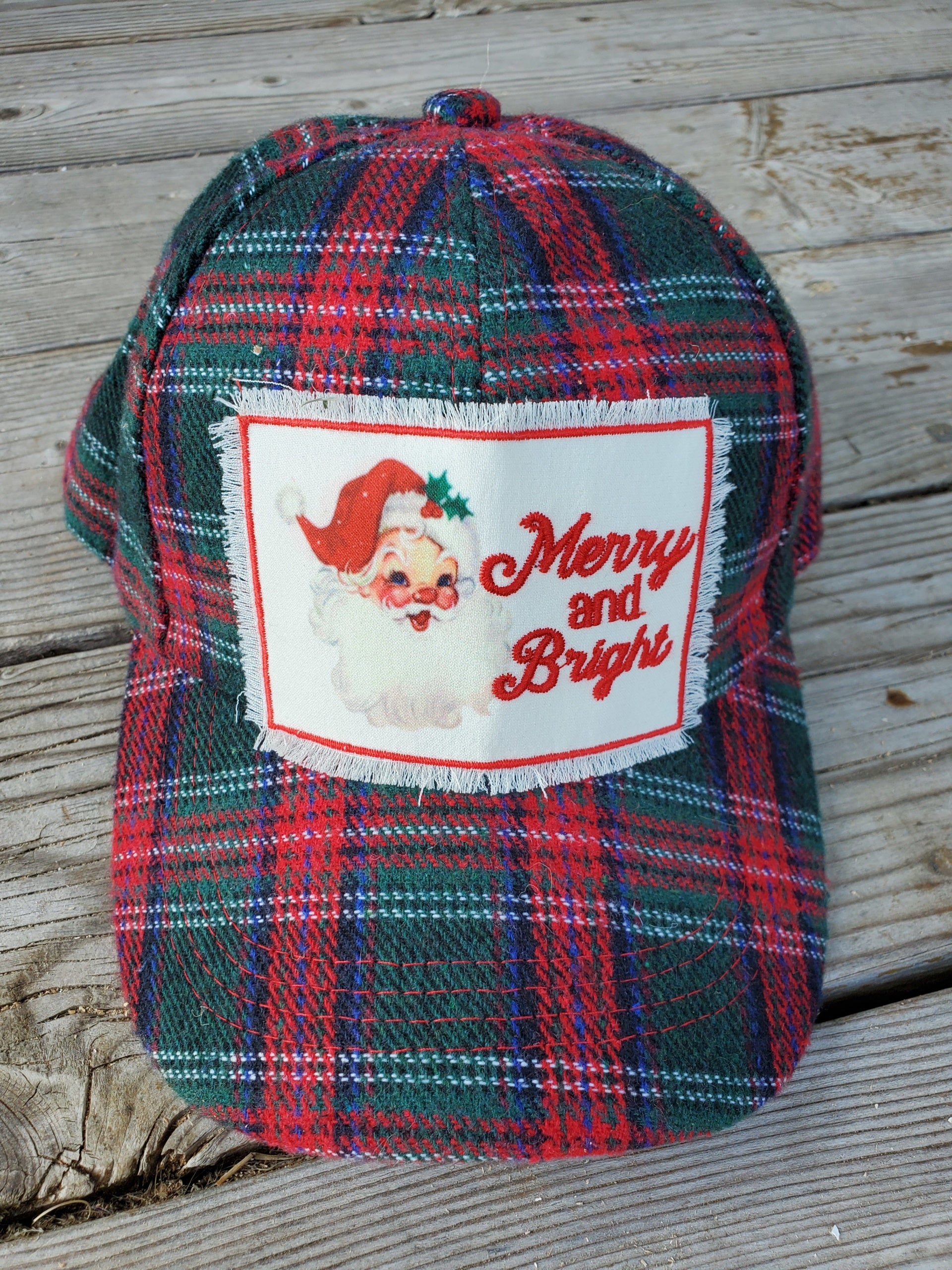 Merry and Bright Christmas hat with Santa  Ivy and Pearl Boutique   