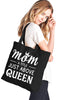 Mom a title just above queen cotton canvas tote bag  Ivy and Pearl Boutique Black  