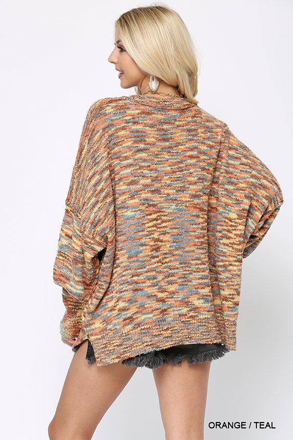 Multi Color and Loose Fit Round Neck Sweater  Ivy and Pearl Boutique   