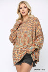 Multi Color and Loose Fit Round Neck Sweater  Ivy and Pearl Boutique Orange S 