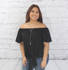 Off the shoulder solid knit top with self tie knot  Ivy and Pearl Boutique   