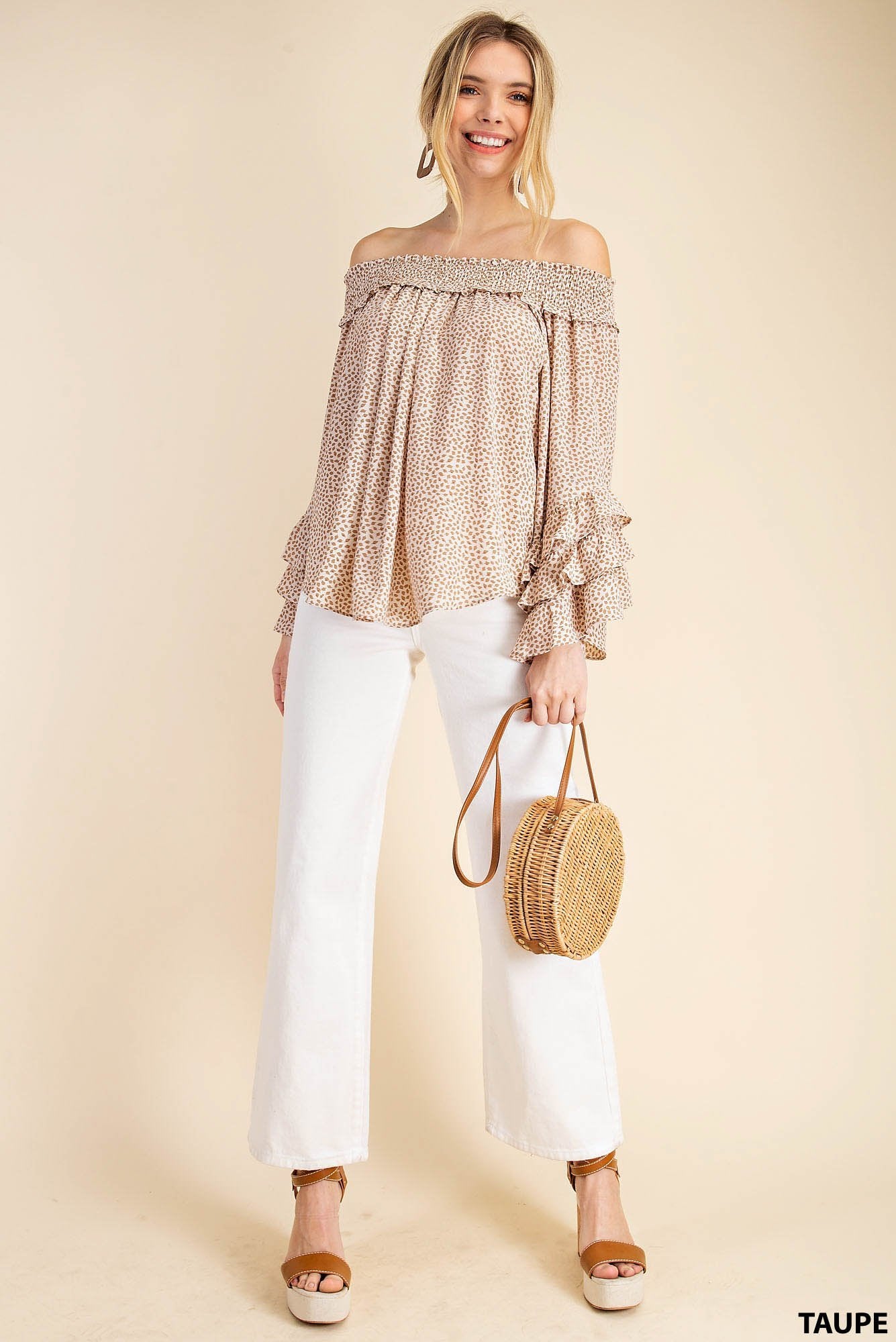 Off-the-shoulder tired long sleeve blouse  Ivy and Pearl Boutique   
