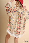 Open Front Flower Bomb Kimono with Lace Trim  Ivy and Pearl Boutique   