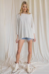 Oversized front pocket linen raw edge top  Ivy and Pearl Boutique   