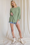 Oversized front pocket linen raw edge top  Ivy and Pearl Boutique   